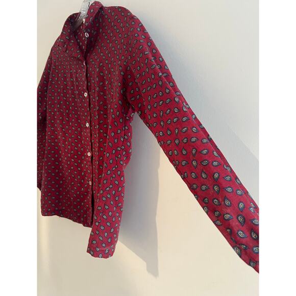 Vintage Etretat Button Down Casual Shirt Red Paisley Size M JL - Picture 3 of 7